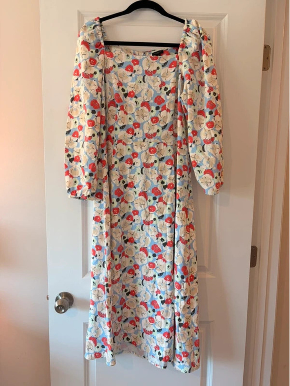 Ann Taylor Factory Floral Square Neck Midi Dress Size 10